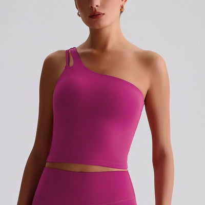 SPARK One-Shoulder Yoga Crop Tank Top LQ8029