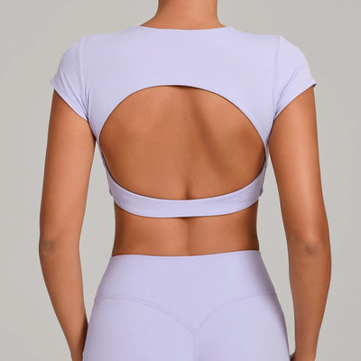 SPARK Women's Hollow Back Crop Yoga Short-Sleeve QS2590