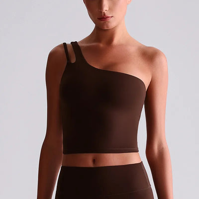 SPARK One-Shoulder Yoga Crop Tank Top LQ8029