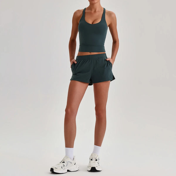 SPARK Women's Racerback Tank Top&Quick Dry Shorts 2 Piece Yoga Set LQ4123