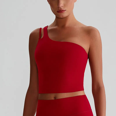 SPARK One-Shoulder Yoga Crop Tank Top LQ8029
