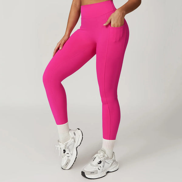 SPARK Butt Lifting Sports Leggings with Pockets-deep pink