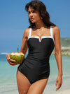 SPARK Color Block One Piece Swimsuit Skirt Modest Swimwear