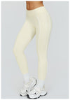 SPARK Contrast Color Naked Feeling High Waist Leggings  in light yellow side