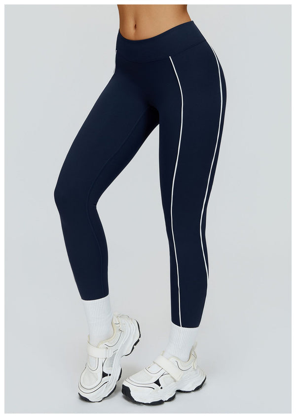 SPARK Contrast Color Naked Feeling High Waist Leggings  in navy side