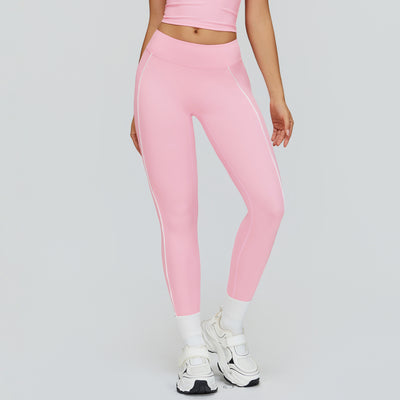 SPARK Contrast Color Naked Feeling High Waist Leggingsin pink