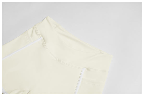SPARK Contrast Color Naked Feeling Yoga Shorts in light yellow detail-4