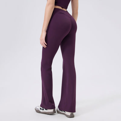 SPARK Deep V Butt-Lifting High Waist Flare Leggings in purple back