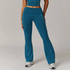 SPARK Folded Waist Sports Flared Leggings-Blue