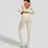 SPARK Heart Hollow Back Workout Set-Cream