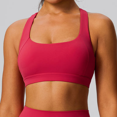 SPARK High Intensity Sports Racerback Bra for Women in berry red