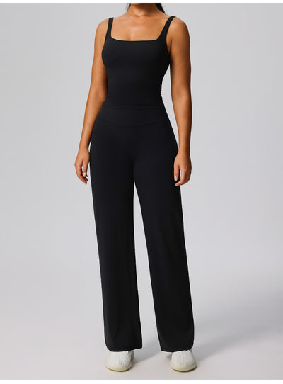 SPARK High Waisted Wide Leg Sweatpants for Women in black a set