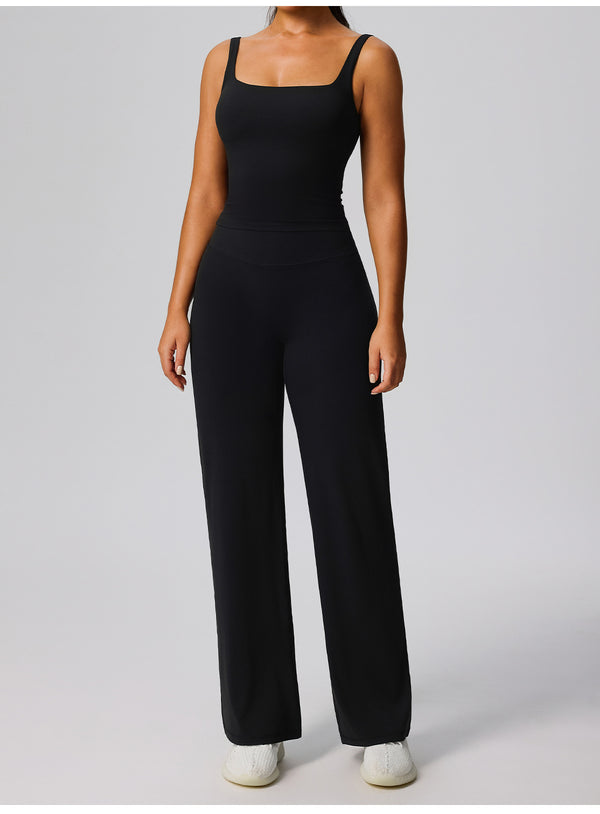 SPARK High Waisted Wide Leg Sweatpants for Women in black a set