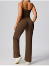 SPARK High Waisted Wide Leg Sweatpants for Women in brown set back&bra
