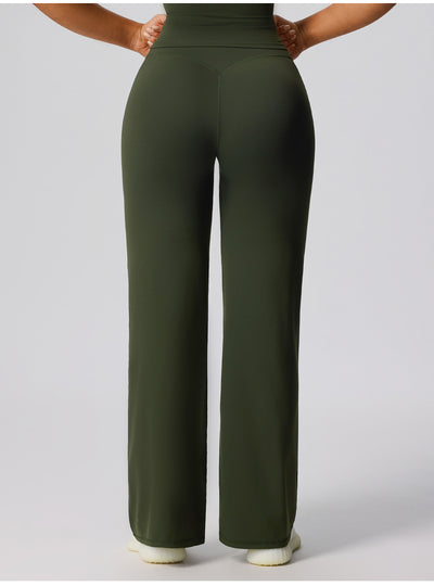 SPARK High Waisted Wide Leg Sweatpants for Women in green -back