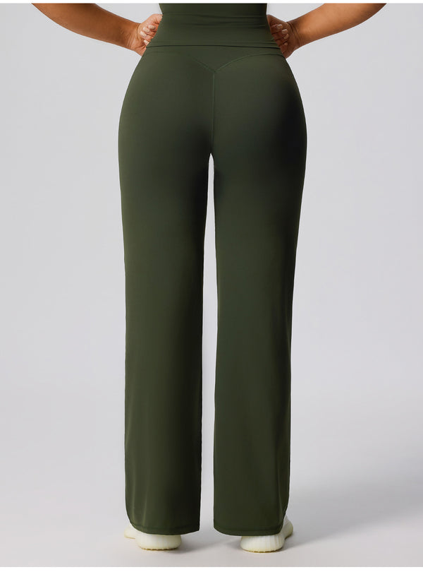 SPARK High Waisted Wide Leg Sweatpants for Women in green -back