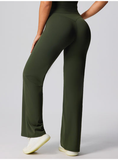 SPARK High Waisted Wide Leg Sweatpants for Women in green back
