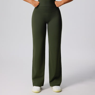 SPARK High Waisted Wide Leg Sweatpants for Women in green front