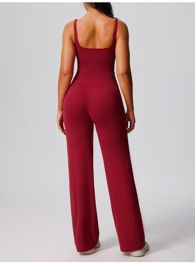 SPARK High Waisted Wide Leg Sweatpants for Women in red back set