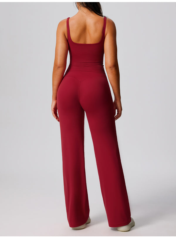 SPARK High Waisted Wide Leg Sweatpants for Women in red back set
