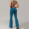 SPARK Hollow Back Dance Flared Jumpsuit- Blue back