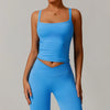 SPARK Longline Yoga Padded Crop Tank Top-azure