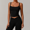 SPARK Longline Yoga Padded Crop Tank Top-black