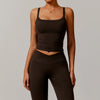 SPARK Longline Yoga Padded Crop Tank Top-coffee