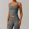 SPARK Longline Yoga Padded Crop Tank Top-grey