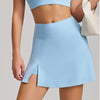 SPARK Patchwork Side Split Yoga Fitness Mini Tennis Skirt in blue