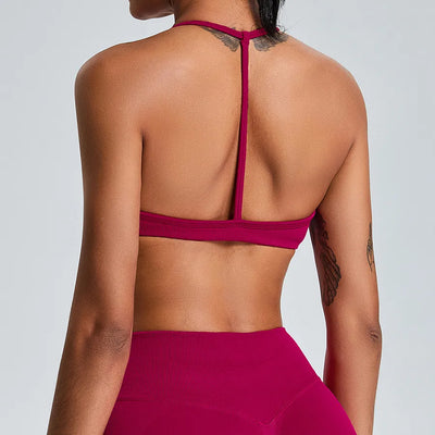SPARK Seamless Backless Sports Bra -Dark Red back