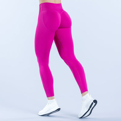 SPARK Seamless Cross Waist Hip Lift Yoga Pants in Fluorescent pink side