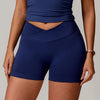 SPARK Seamless Crossover Waist Workout Shorts-Navy