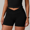 SPARK Seamless Crossover Waist Workout Shorts-black