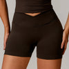 SPARK Seamless Crossover Waist Workout Shorts-coffee