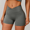 SPARK Seamless Crossover Waist Workout Shorts-grey