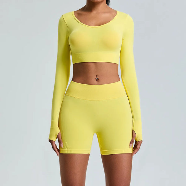 SPARK Seamless Scrunch Workout Shorts Set- Yellow