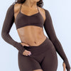 SPARK_Seamless_Women_s_Workout_Crop_Top_Arm_Sleeve_Shawl_Thumb_Hole_in brown