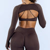 SPARK_Seamless_Women_s_Workout_Crop_Top_Arm_Sleeve_Shawl_Thumb_Hole_in brown back