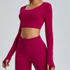 SPARK Seamless Yoga Crop Top-Dark Red