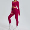 SPARK Seamless Yoga Crop Top Set-Dark Red 