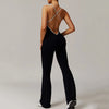 SPARK Spaghetti Straps Stretch Flare Romper-Black back