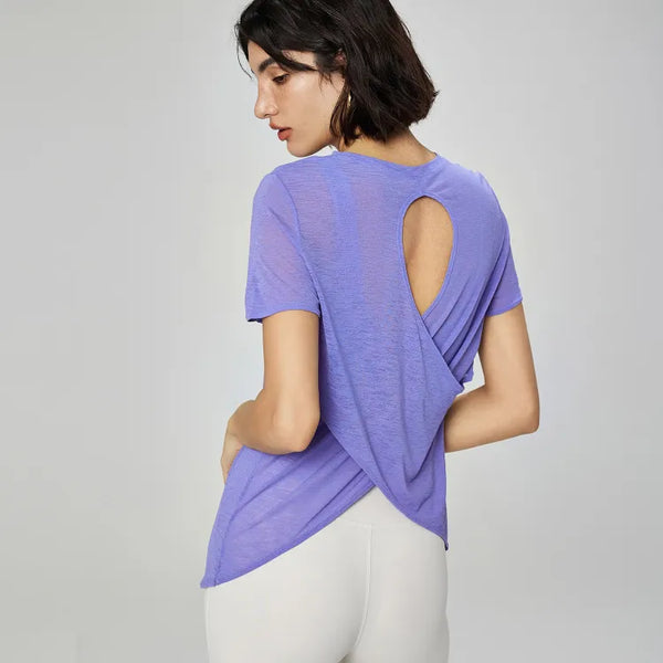 SPARK Summer Hollow Beautiful Back Sports Top_DeepPurple