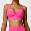 SPARK Twist Halter Padded Sports Bra-deep pink