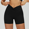SPARK Twisted High Waist Yoga Shorts in black