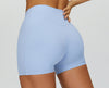 SPARK Twisted High Waist Yoga Shorts in blue back