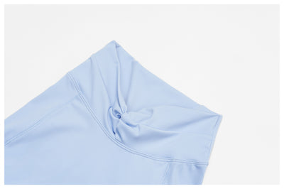 SPARK Twisted High Waist Yoga Shorts in blue detial-2