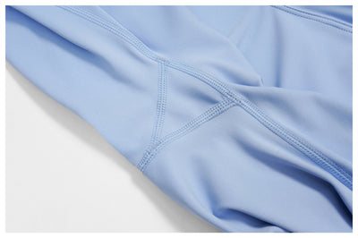 SPARK Twisted High Waist Yoga Shorts in blue detial-3