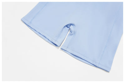 SPARK Twisted High Waist Yoga Shorts in blue detial-4