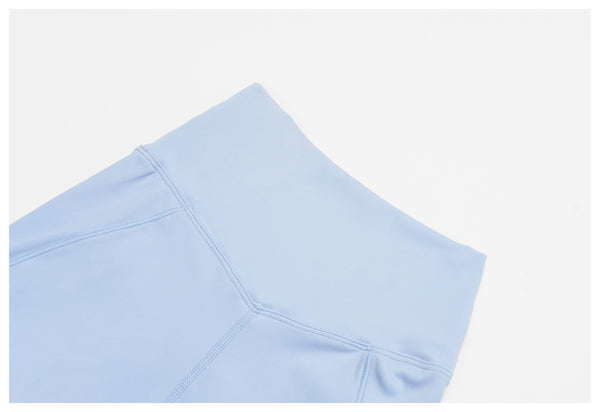 SPARK Twisted High Waist Yoga Shorts in blue detial-5